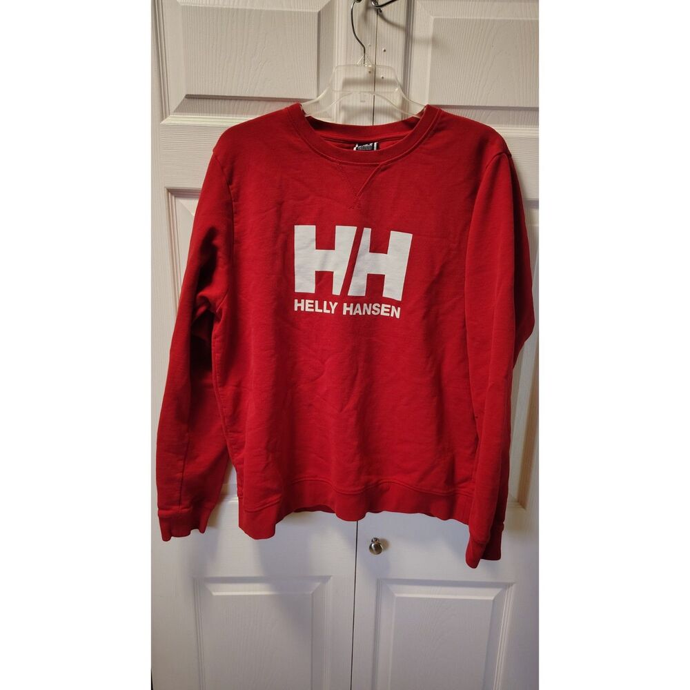 Helly Hansen Red Graphic Logo Crewneck Pullover Sweatshirt Size 2XL Retro